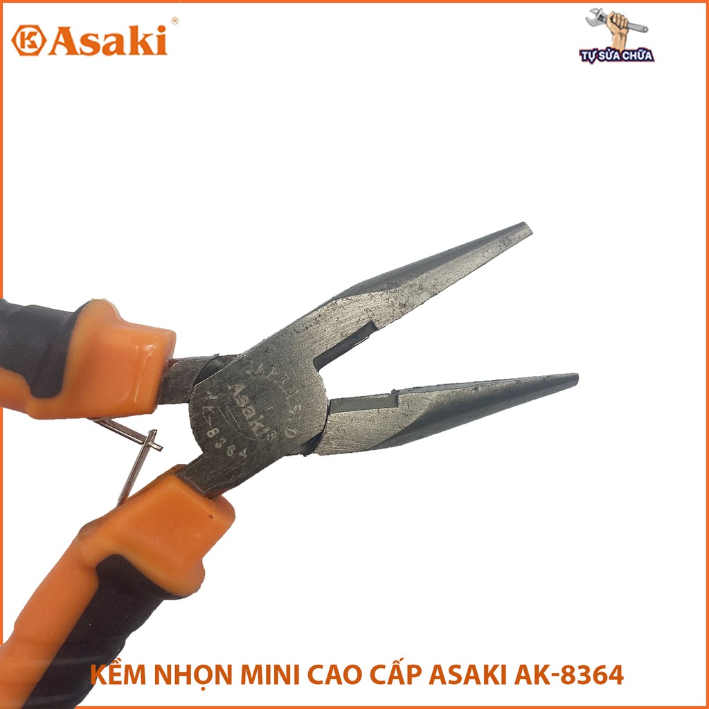 Kềm Kìm nhọn mini cao cấp Asaki AK-8364 có lưỡi cắt dây