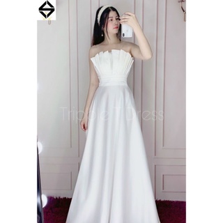 Váy đầm trễ vai bánh bèo - váy đầm maxi 2 dây cúp ngực ảnh thật xinh xắn