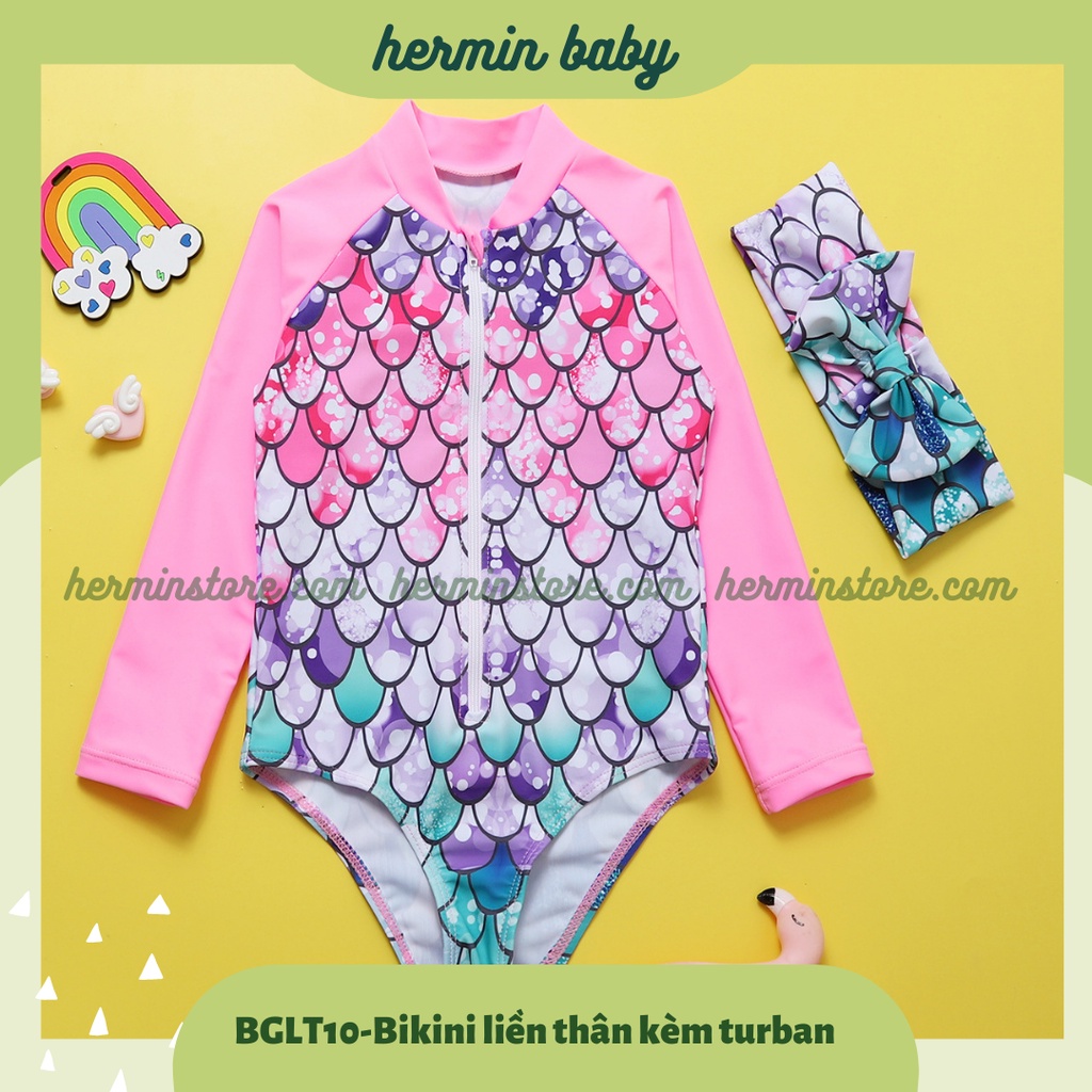 Đồ bơi bé gái - Bikini bé gái họa tiết vẩy cá nổi bật cho bé 6-18kg