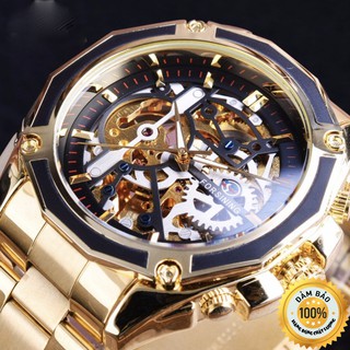 Đồng Hồ Kim Nam Forsining Máy Cơ Automatic Mặt Tròn Dây Kim Loại Lộ Máy - Đồng Hồ Nam Đeo Tay Chính Hãng Đẹp