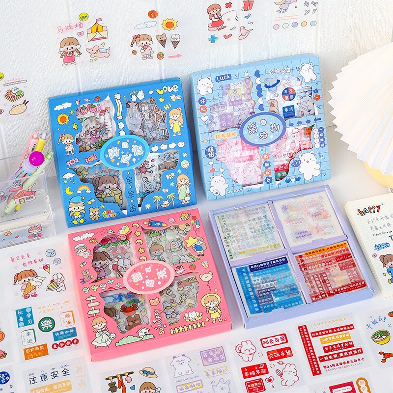 Hộp quà tặng 100 tấm dán sticker dễ thương