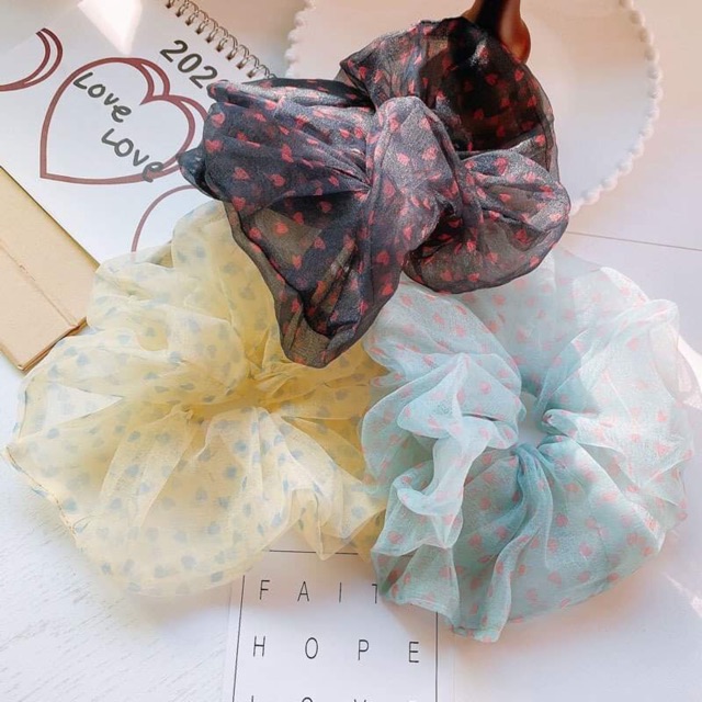 Chun cột tóc vải voan Scrunchie siêu to