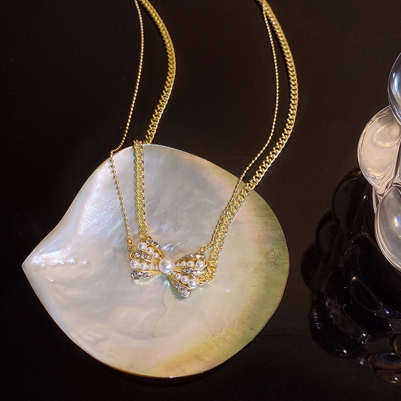 Choker Dây Chuyền Vòng Cổ Hợp Kim 2 Lớp Hình Nơ Đính Đá  Sang Chảnh Thanh Lịch Mainia Shop