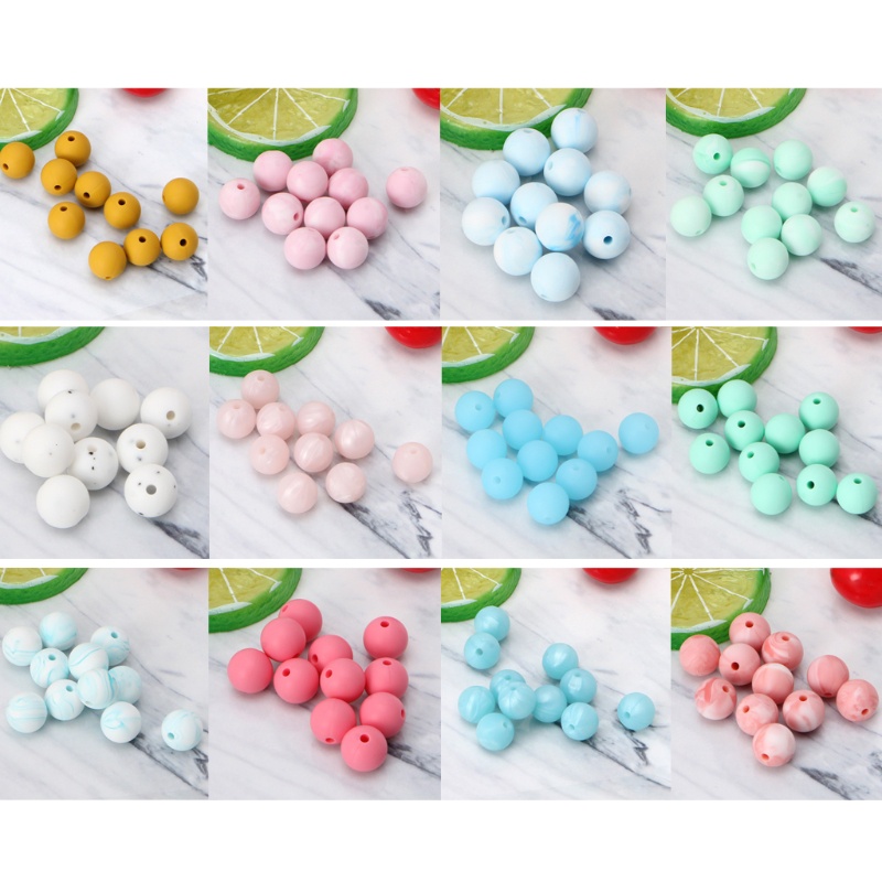 Set 10 Hạt Silicone Tròn Nhiều Màu Làm Đồ Chơi Cho Bé