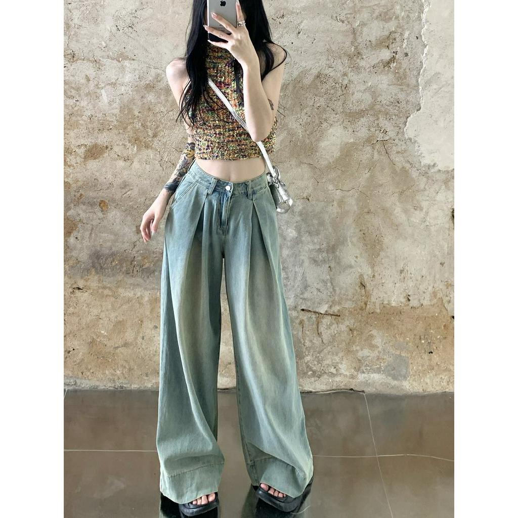 Quần Jean Ống Rộng Lưng Cao Theo Phong Cách Retro 63793