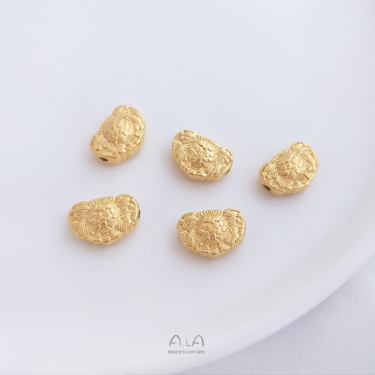 [Little Blu] Hạt Cườm Cỏ Bốn Lá Khoét Lỗ Sau Lưng Đám Mây Màu Vàng Kim Nhám Đính Hạt Hình Cỏ Bốn Lá Cỡ Lớn