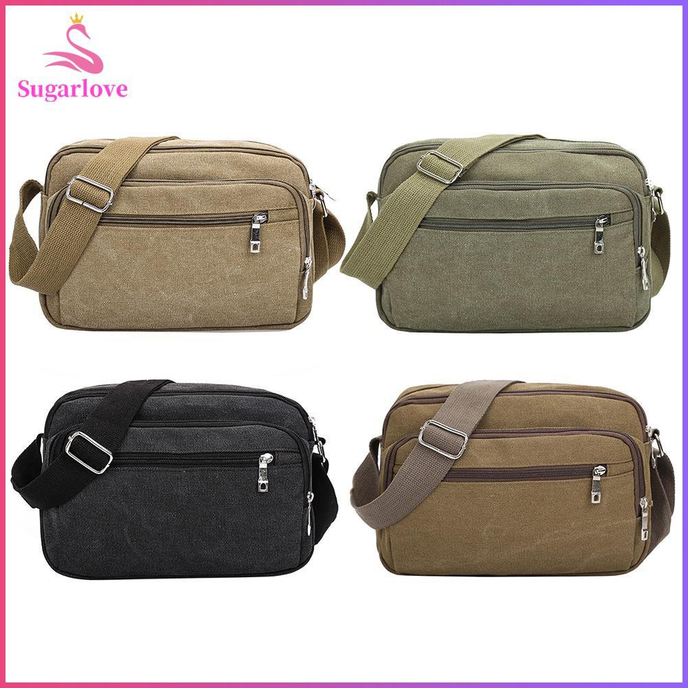 Beautiful ❤SG Zipper Men Canvas Messenger Satchel Bag Casual Sports Pure Shoulder Handbag