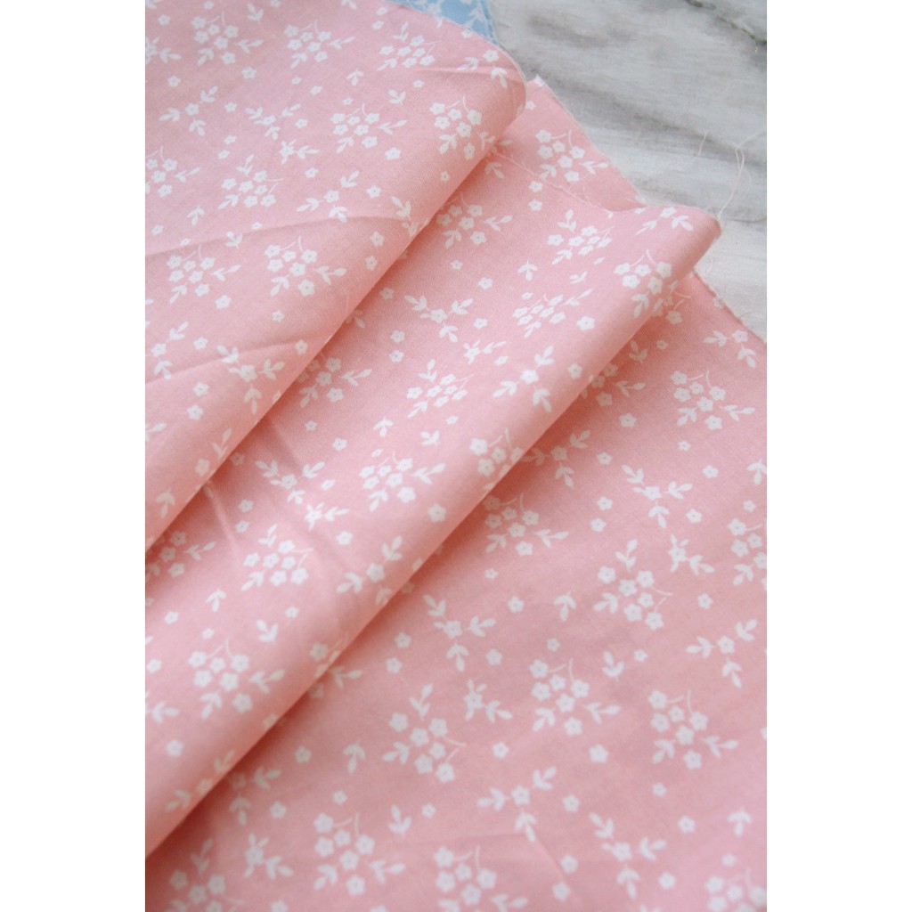 Vải cotton Màu Hồng Xanh Lam Họa Tiết Bắc Âu Dùng May Vá Thủ Công diy