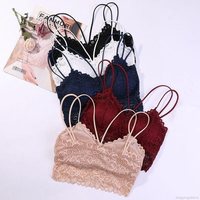 Áo bralette quây hai dây chất ren có mút nhẹ cho nữ