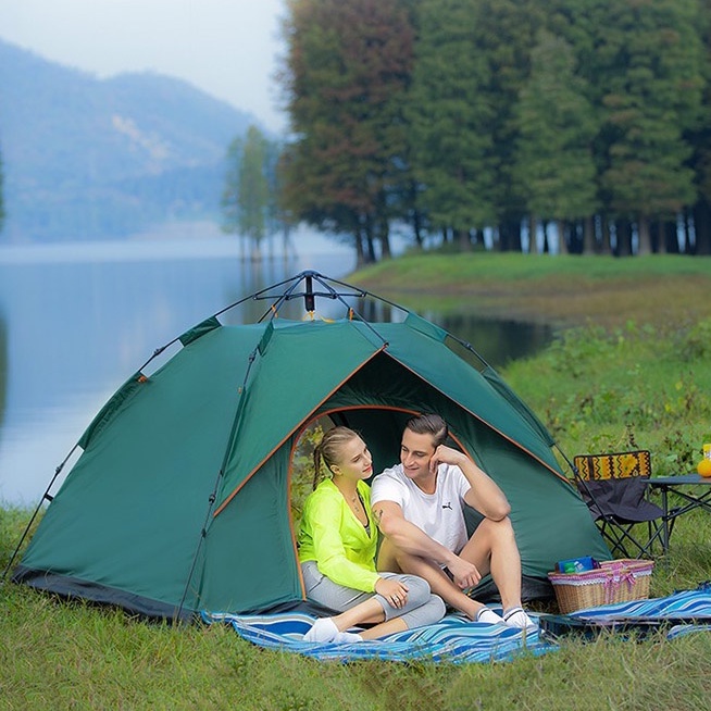 Lều phượt cắm trại du lịch vải dù 2 lớp nhiều màu, picnic gia đình , chống muỗi , chống nước cho 4-5 người