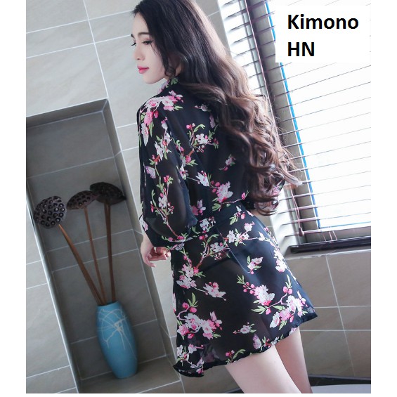 [HÀNG CÓ SẴN, CÓ CLIP] Áo choàng nữ kimono đi biển voan hoa gợi cảm chất đẹp ( KIMONO)