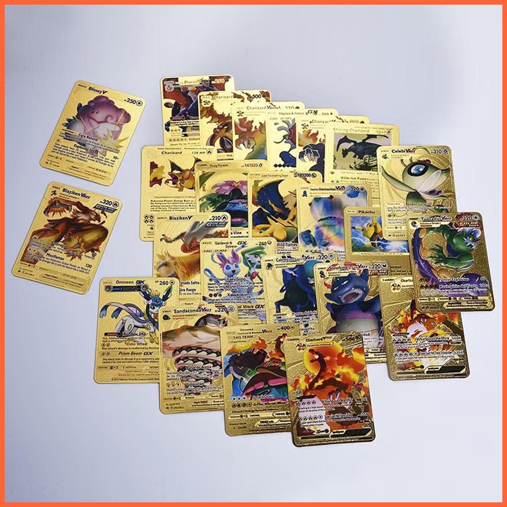 Set 55 Thẻ Bài Đồ Chơi Charizard Bằng Kim Loại Mạ Vàng
