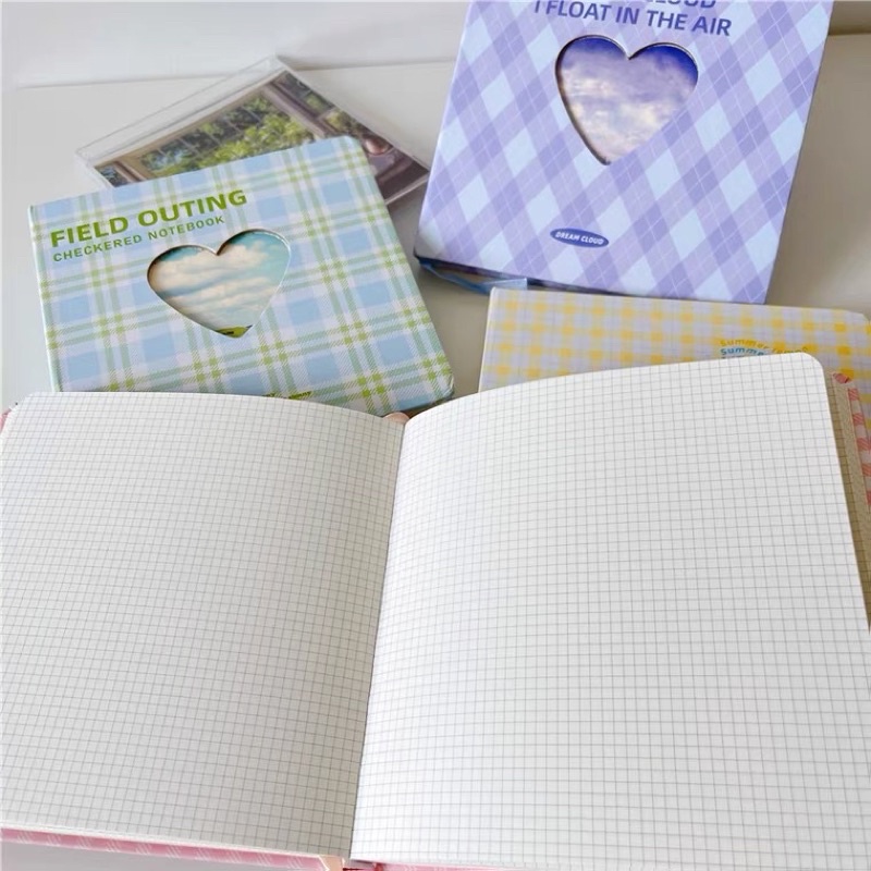 Sổ Tay Vuông Sổ Tay Bullet Journal Ruột Caro Bìa Cứng Cutout Hình Trái Tim Xinh Xắn Mẫu Mới 2022