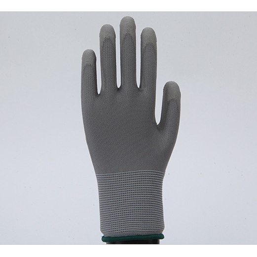 Gang tay phủ ngón PU màu xám bảo hộ lao động, phòng sạch tăng độ bám ma sát