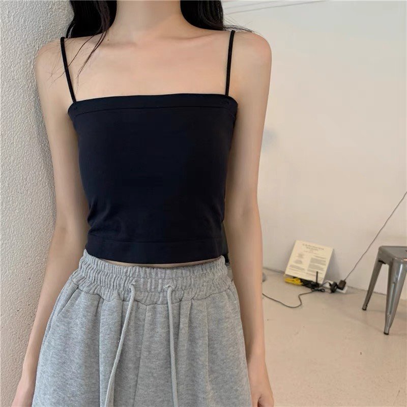 Áo hai dây nữ sợi chất thun co giãn basic kiểu croptop, ôm người Rosie Dream Shop