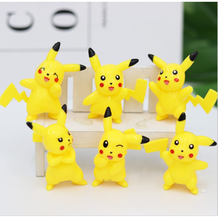 Bộ 6 Pikachu trang trí bánh sinh nhật- trang trí bánh sinh nhật