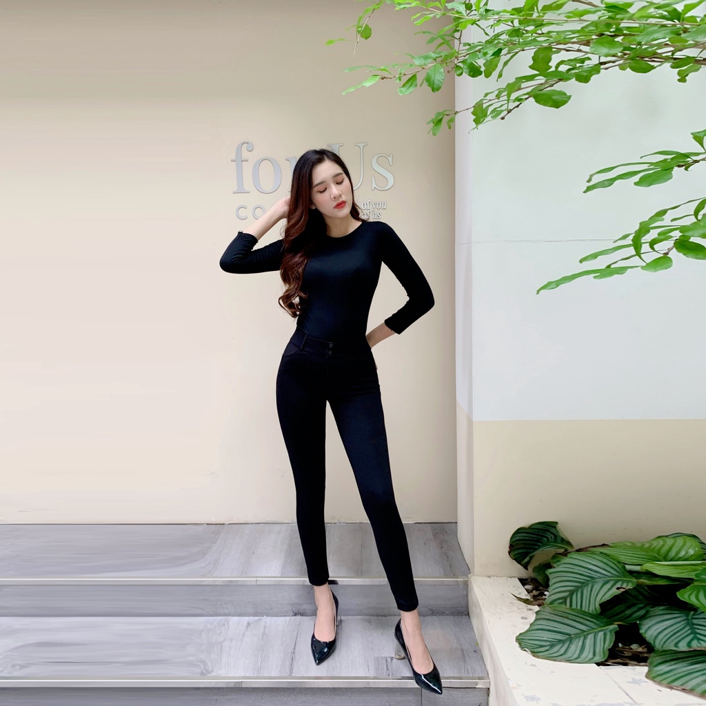 Quần legging dài nữ cạp cao gen bụng có khóa vải Umi Hàn dày dặn co dãn 4 chiều - HM