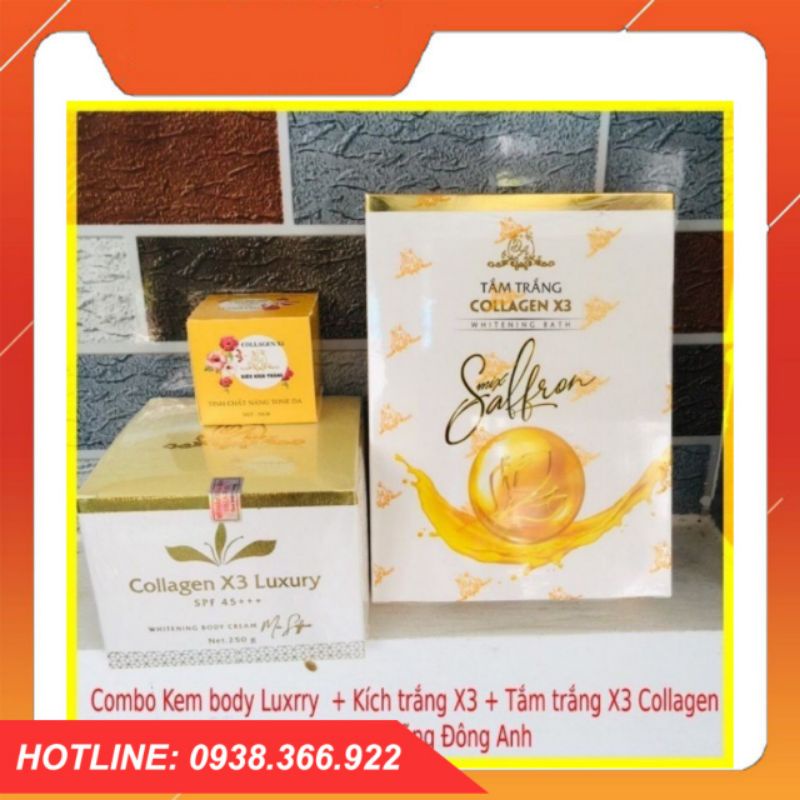 Combo Body Luxury + K.trắng X3 + T.trắng Collagen X3 Luxury Chính Hãng