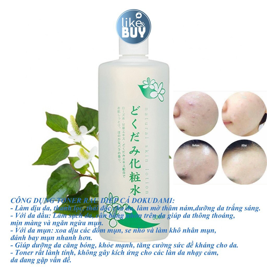 TONER RAU DIẾP CÁ SẠCH KHUẨN, NGỪA MỤN, SE KHÍT CHÂN LÔNG, THANH LỌC THẢI ĐỘC DA DOKUDAMI NATURAL SKIN LOTION - NHẬT BẢN