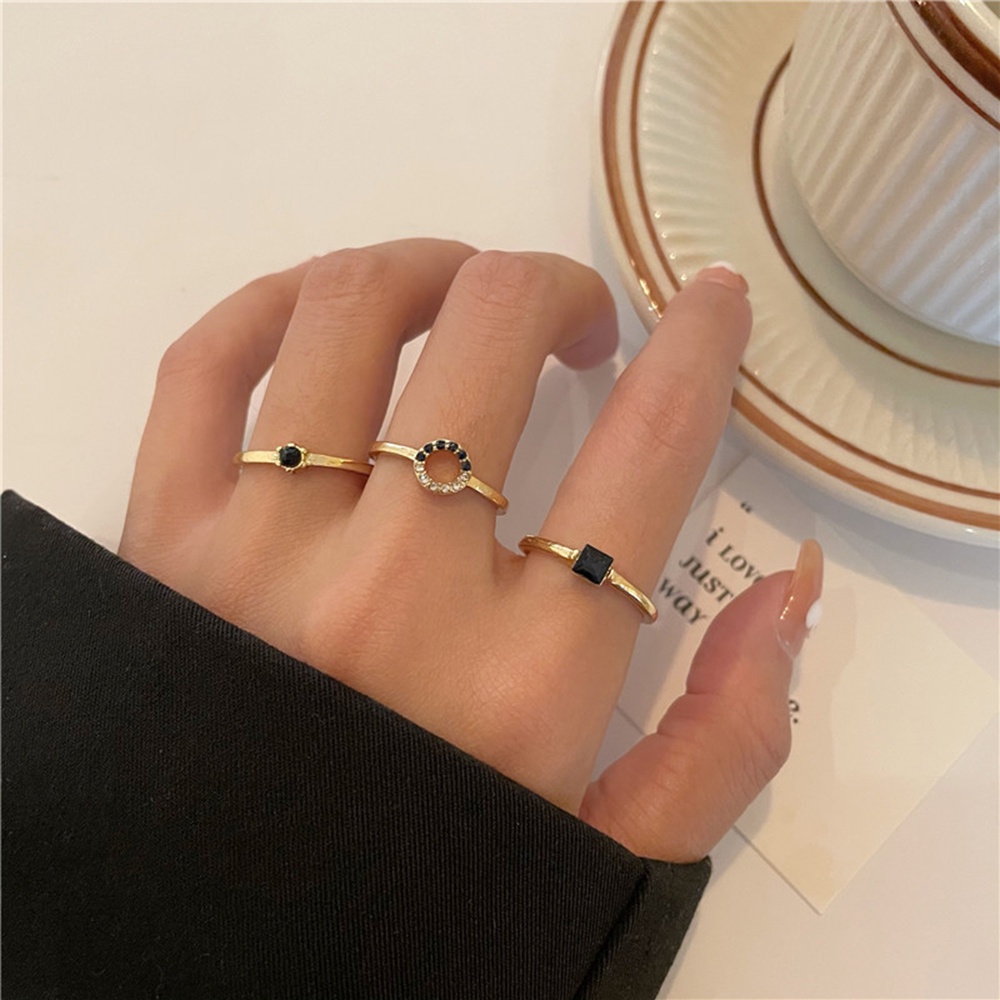 Set 3 Nhẫn Đính Đá Xanh Thời Trang Cho Nữ