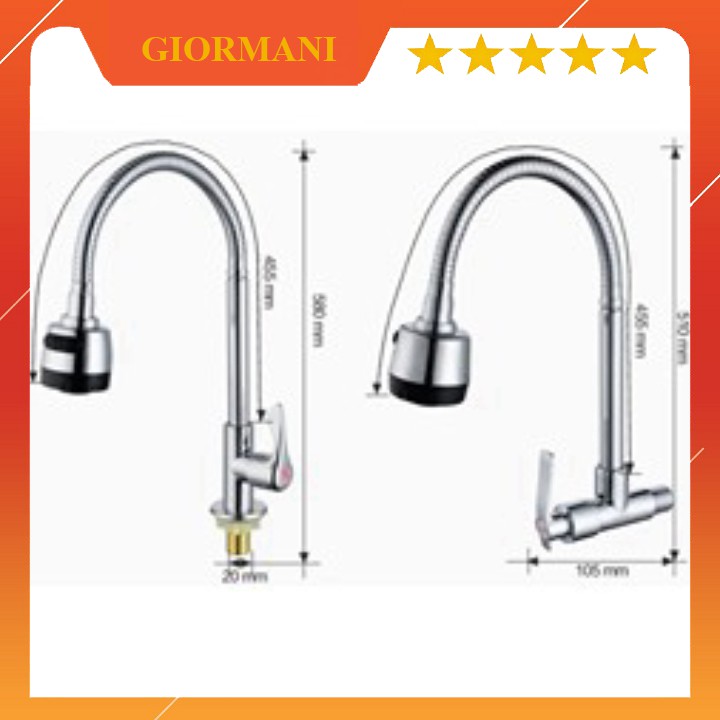Vòi rửa chén, Vòi rửa bát lạnh cắm tường dây xoắn 2 chế độ nước VRB 905