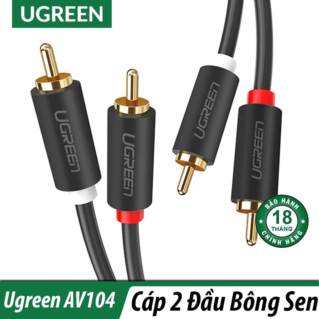 Cáp Âm Thanh 2 đầu Hoa Sen 2RCA ra 2RCA cao cấp UGREEN AV104