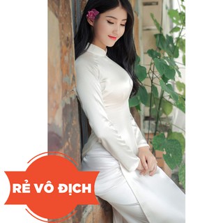 Combo áo dài trắng nữ sinh kèm quần vải phi bóng thanh lịch [ hàng lướt 1 likenew 99%]