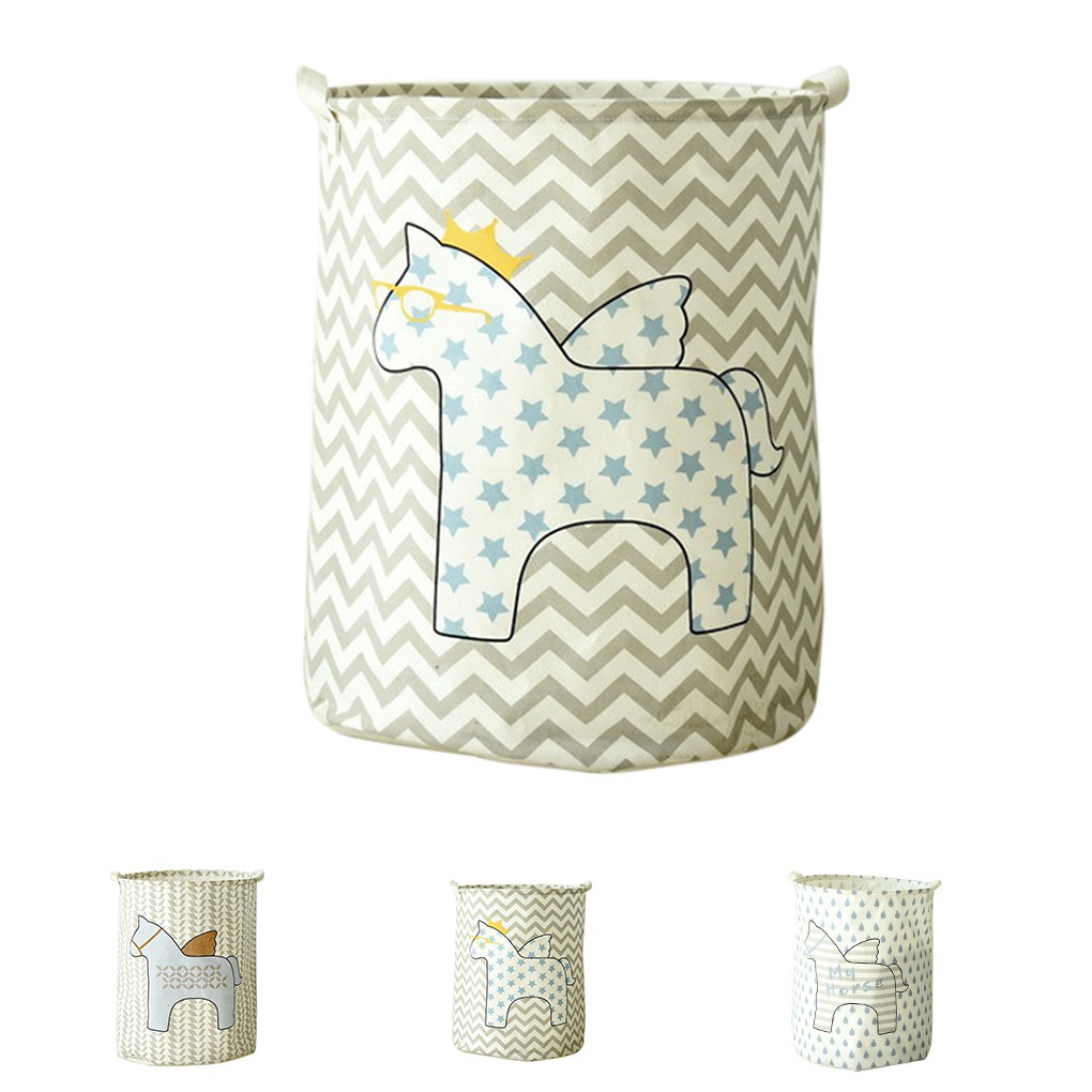 Giỏ Đựng Quần Áo Giặt Ủi, Đồ Chơi Trẻ Em Hình Trụ, Gấp Được