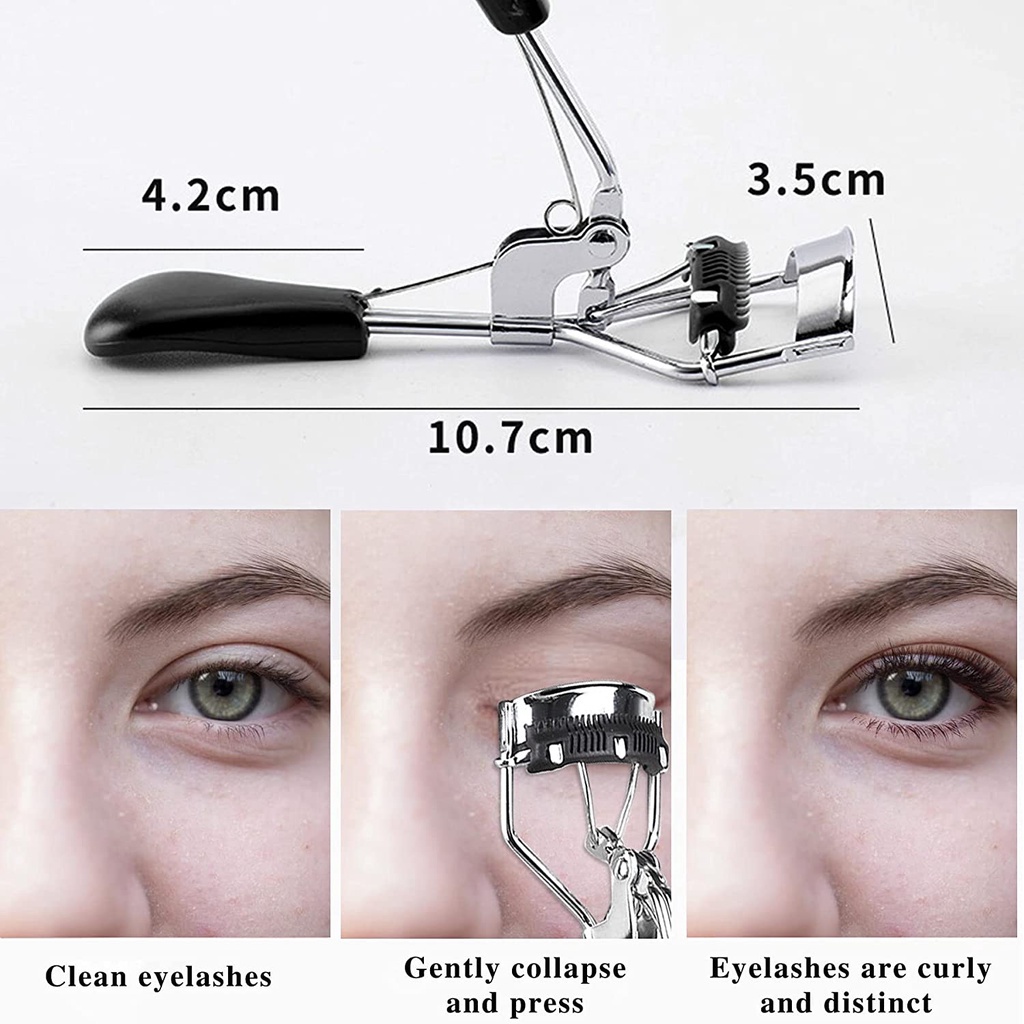 Dụng Cụ Bấm Cong Mi Chuyên Nghiệp Với 4 Miếng Đệm Đàn Hồi Thay Thế Và Cọ Xoắn Ốc Cho Mi Mắt Cong JP5