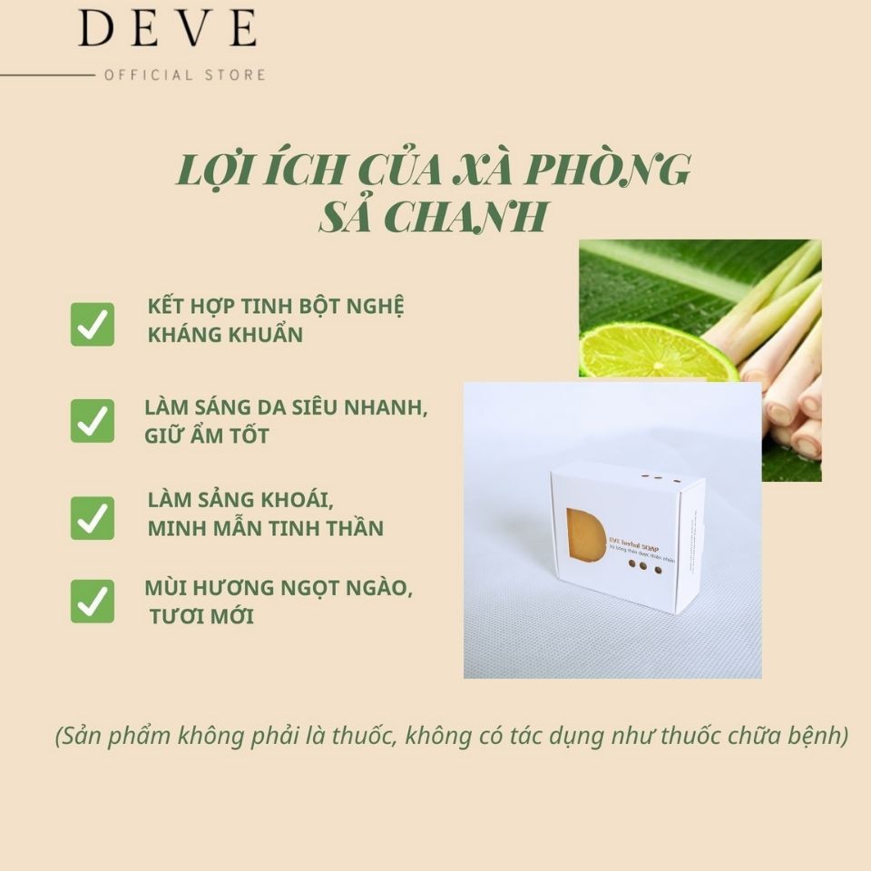 ( DEVE SOAP ) Xà phòng Tinh dầu Sả Chanh mới giúp sáng da, bảo vệ da hàng ngày ( 100g)