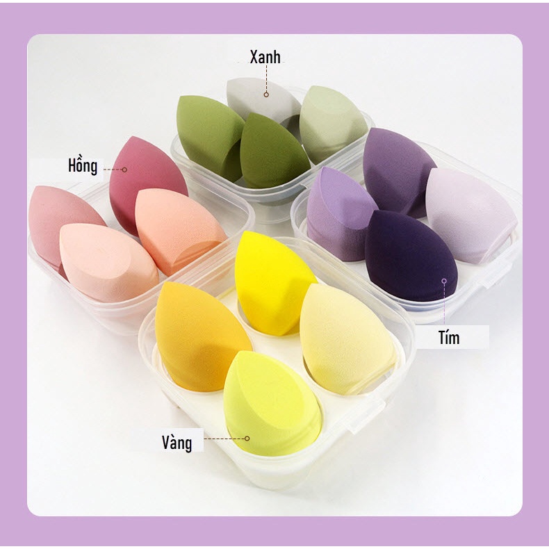 Set-Hộp 4 mút trang điểm hình giọt nước chất lượng tốt hàng sẵn