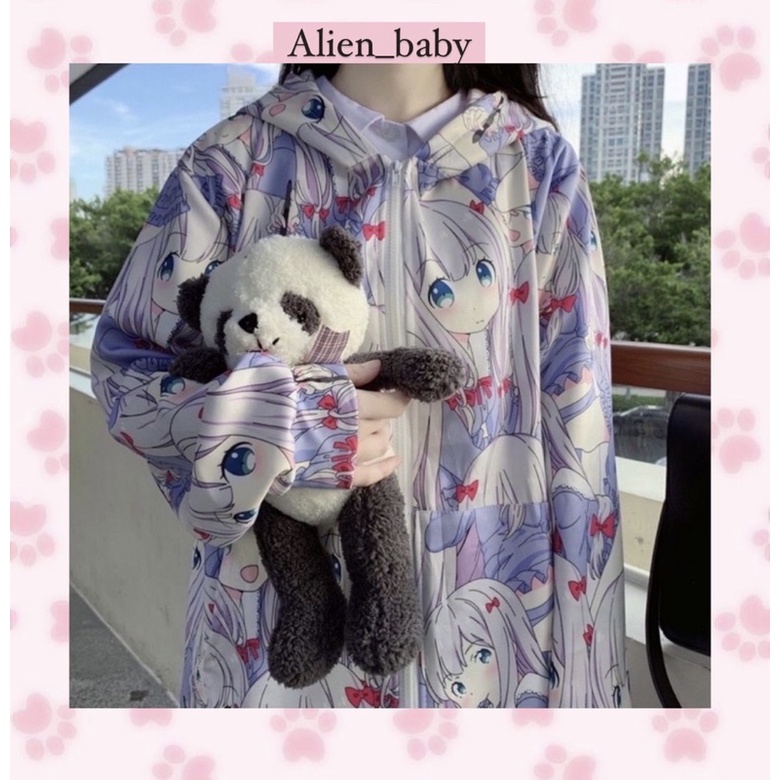 Áo khoác hoodie zip in hình nhân vật anime