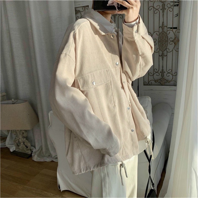 Áo sơmi kaki gân rút lai hai túi nắp, kèm hình thật