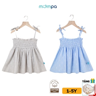 Váy 2 dây bé gái thun ngực Mompa 1-5 tuổi cotton thoáng mát mặc hè 513