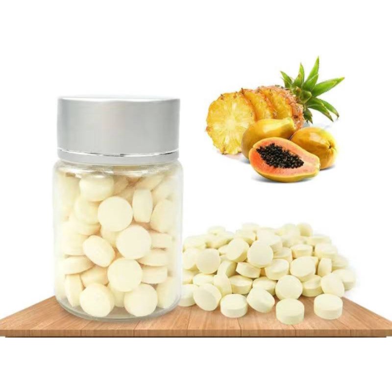 Viên vitamin C cho bọ ú, thỏ, Viên đu đủ và dứa giúp tiêu trừ búi lông trong dạ dày thỏ