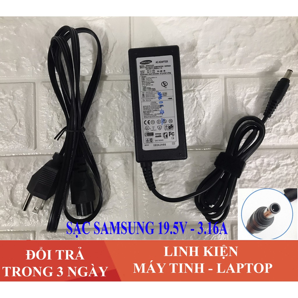 Sạc Laptop Samsung 19V - 3.16A Tặng kèm dây nguồn [FREE SHIP ĐƠN TỪ 50K]