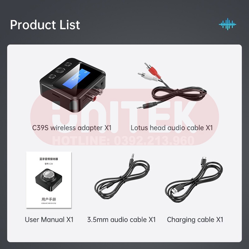 Thiết Bị Phát Nhạc Không Dây Bluetooth 5.0 Màn Hình LCD C39S