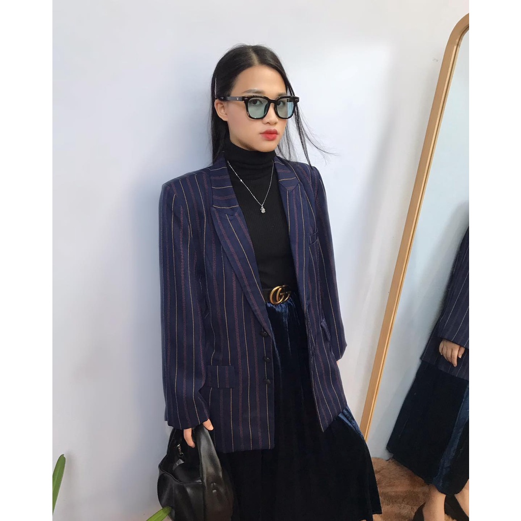 Blazer tím sọc 2 hand