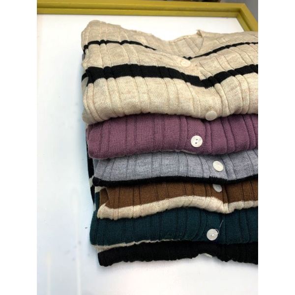 [ ÁO CARDIGAN ] ÁO CARDIGAN SỌC LEN MỎNG DÀI TAY DỆT KIM, KHUY CÀI CỔ CHỮ V PHONG CÁCH HÀN QUỐC SỊN SÒ THU ĐÔNG 2021 | BigBuy360 - bigbuy360.vn