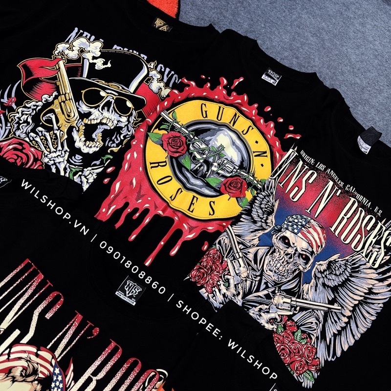 ÁO GUNS N' ROSES - ROCK BAND TEE - ÁO THUN ÁO PHÔNG NHẠC ROCK - ROCKTEE UNISEX GUN GUNS N ROSE ROSES