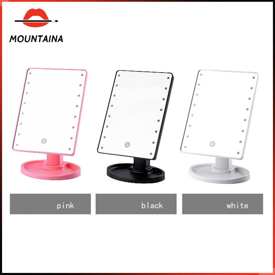 【m】 LED Desktop Makeup Mirror 360 Degree Rotation Table Countertop Cosmetic Mirror