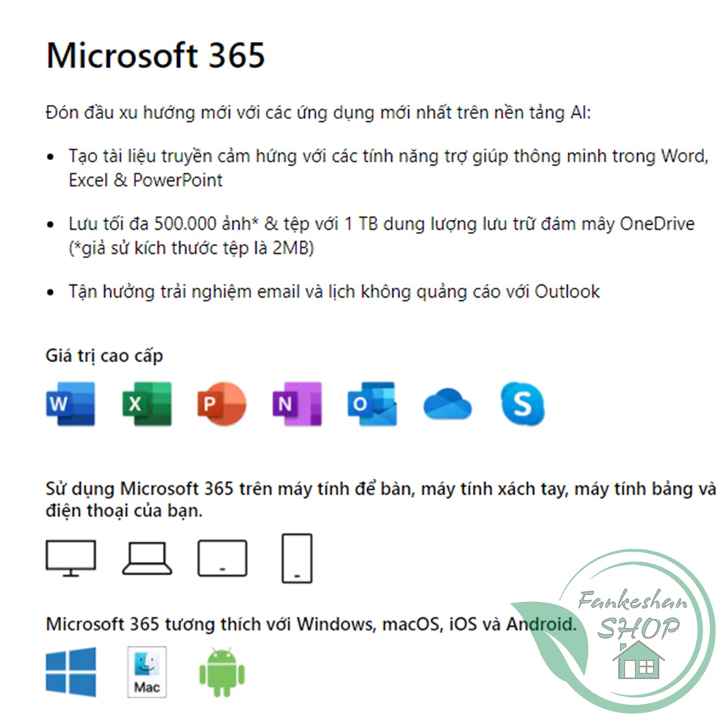 [KeyBox] Microsoft 365 Personal | 12 tháng | Dành cho 1 người| 5 thiết bị/người | Trọn bộ ứng dụng Office | 1TB lưu trữ