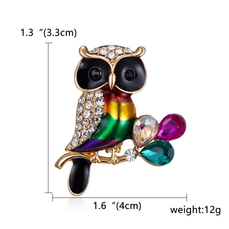 Ghim cài áo hình chim cú đính đá thời trang cho nữ