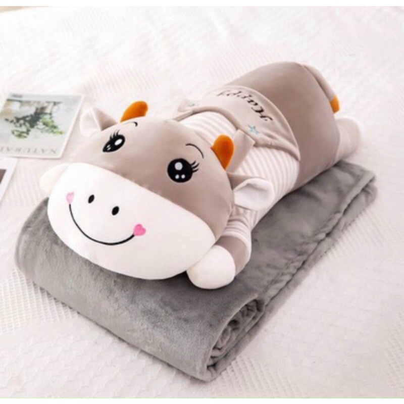 Ôm Thú Kèm Chăn 1m*1m7 dùng trong văn phòng, học sinh học bán trú