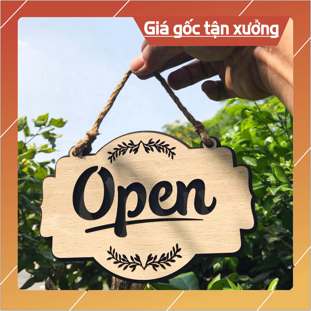 [🎀 QUÀ TẶNG] Bảng Open / Closed gỗ 2 mặt dạng treo - Mẫu OC01