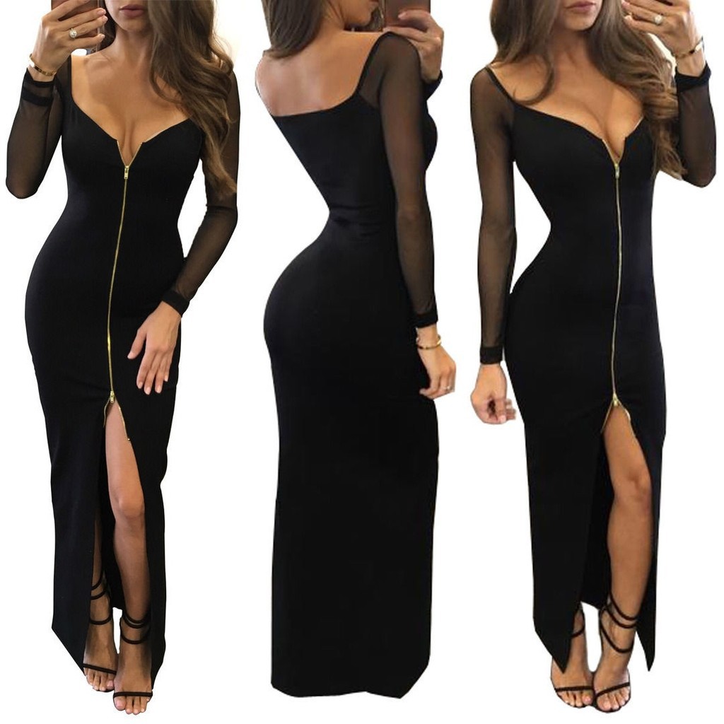 ☛☏❤Sexy V-Neck Women Bandage Bodycon Long Sleeve Evening Party Cocktail Mini Dress