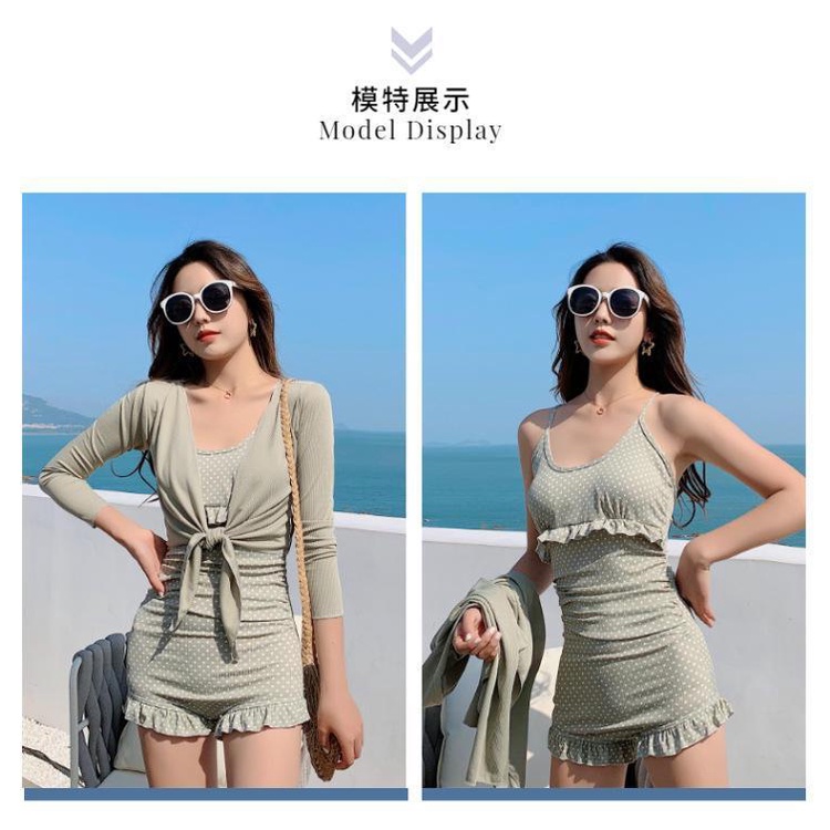 Bộ Đồ Bơi Một Mảnh Tay Dài Phong Cách Hàn Quốc Thời Trang Mùa Xuân Quyến Rũ Cho Nữ