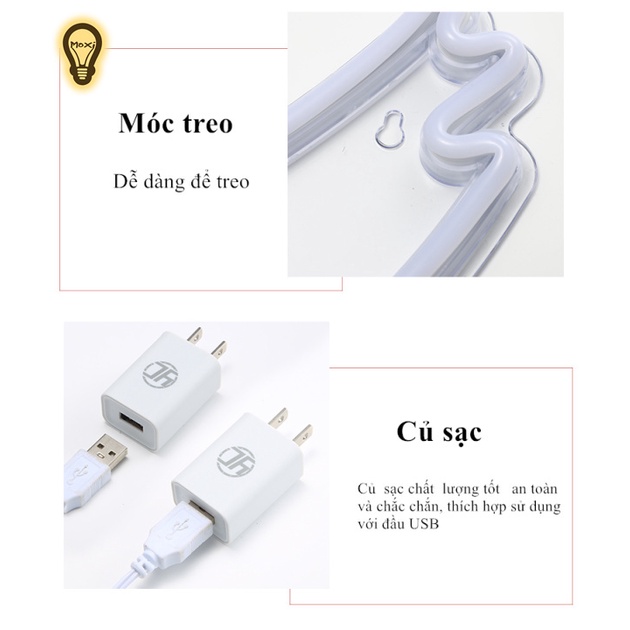 【TẶNG MÓC TREO 】Đèn led neon nhiều mẫu đôi cánh thiên thần quà tặng dịp lễ trang trí DECOR phòng ngủ USB MOXI.