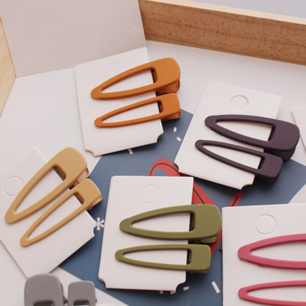 Set 2 Kẹp Tóc Nữ Màu Trơn Hình Giọt Nước