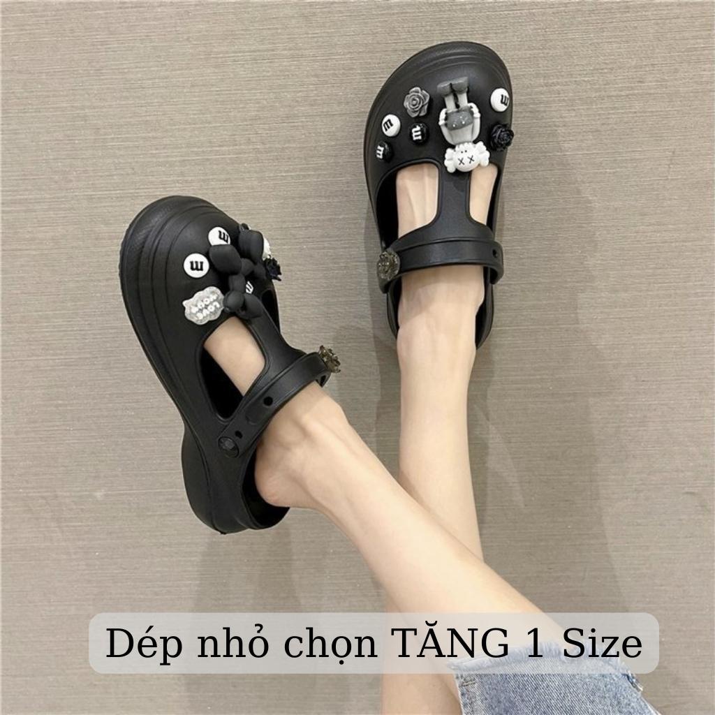 Dép cross Sandal Đế Dày Siêu Nhẹ, Tặng kèm 12 hình gắn Kaws 3D [ SỤC KHOÉT] Chọn tăng 1 size